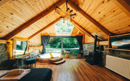 Rize Çamlıhemşin Fırtına Deresine Sıfır Jakuzili Balayı Bungalov | İlan No:0051